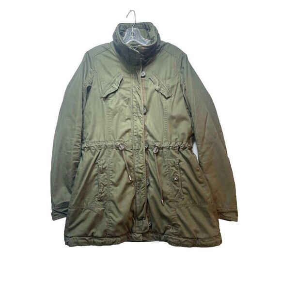 Vtg Abercrombie & Fitch Military Green Utility Sherpa Parka Jacket M Y2K Grunge - Picture 1 of 12